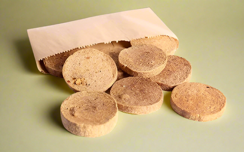 Pressed lamb coins for dogs, laid flat