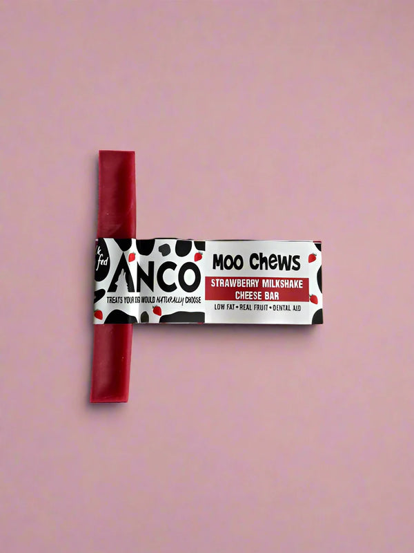 A small pink strawberry flavoured yak milk cheese bar, laid flat